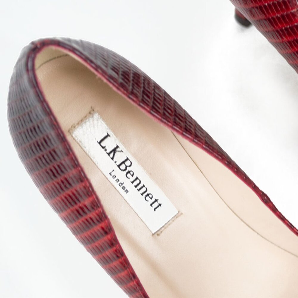 Lk Bennett Crocodile Burgundy Python Leather Romy… - image 2